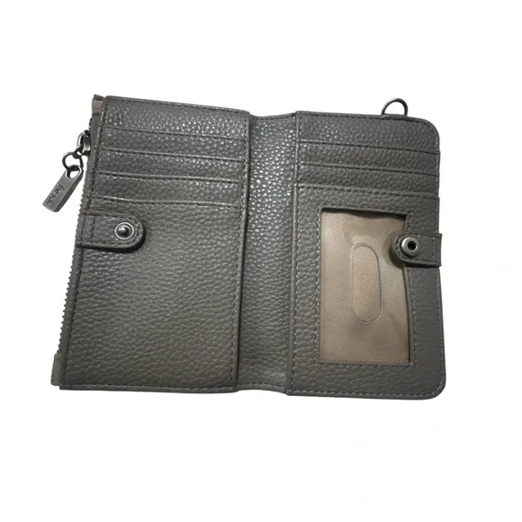 The Sak Encino Leather Wallet in a mushroom-colored gray suede finish - Picture 3 of 5
